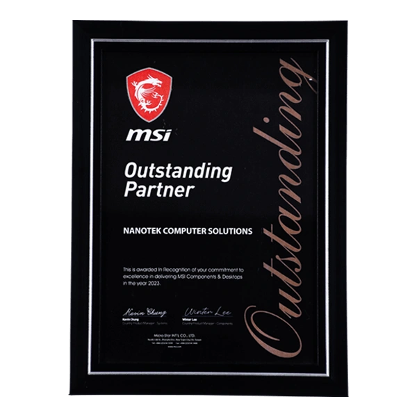 MSI Outstanding Partner of PC Components & Desktop 2023