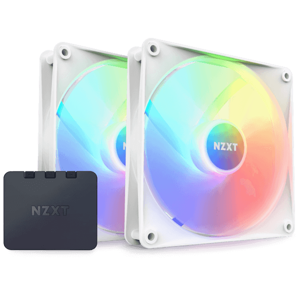 NZXT F140 RGB Core 140mm Hub-Mounted Twin Pack RGB Fan With RGB Controller WHITE/BLACK-image