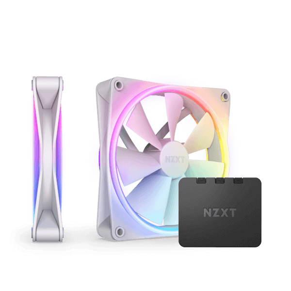 NZXT F140 RGB DUO 140mm Hub-Mounted Twin Pack RGB Fan with RGB Controller WHITE/Black-image
