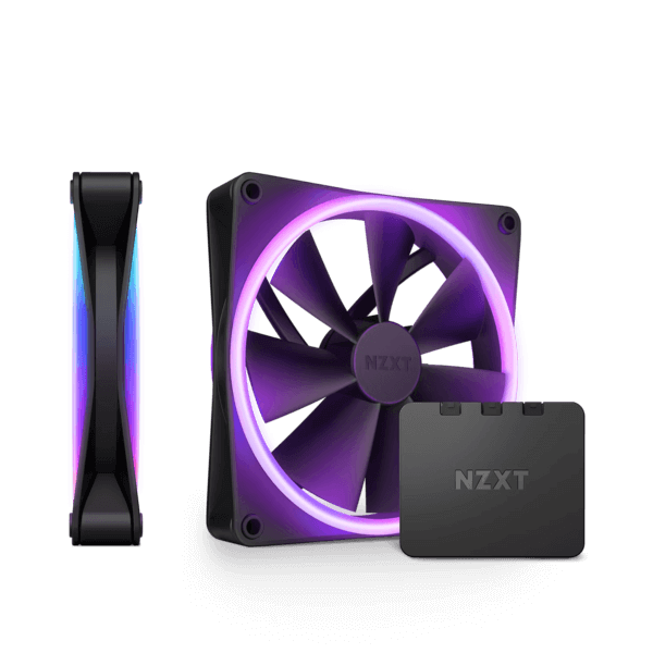 NZXT F140 RGB DUO 140mm Hub-Mounted Twin Pack RGB Fan with RGB Controller WHITE/Black-image